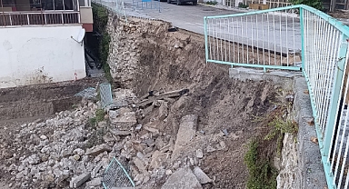 Ermenek’te İstinat Duvarı Aşırı Yağışlara Dayanamadı